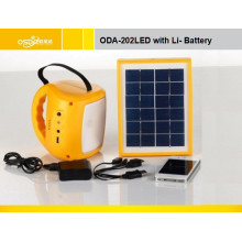 Système d&#39;éclairage solaire portatif Oda-202 LED avec batterie au plomb 6V / 4ah